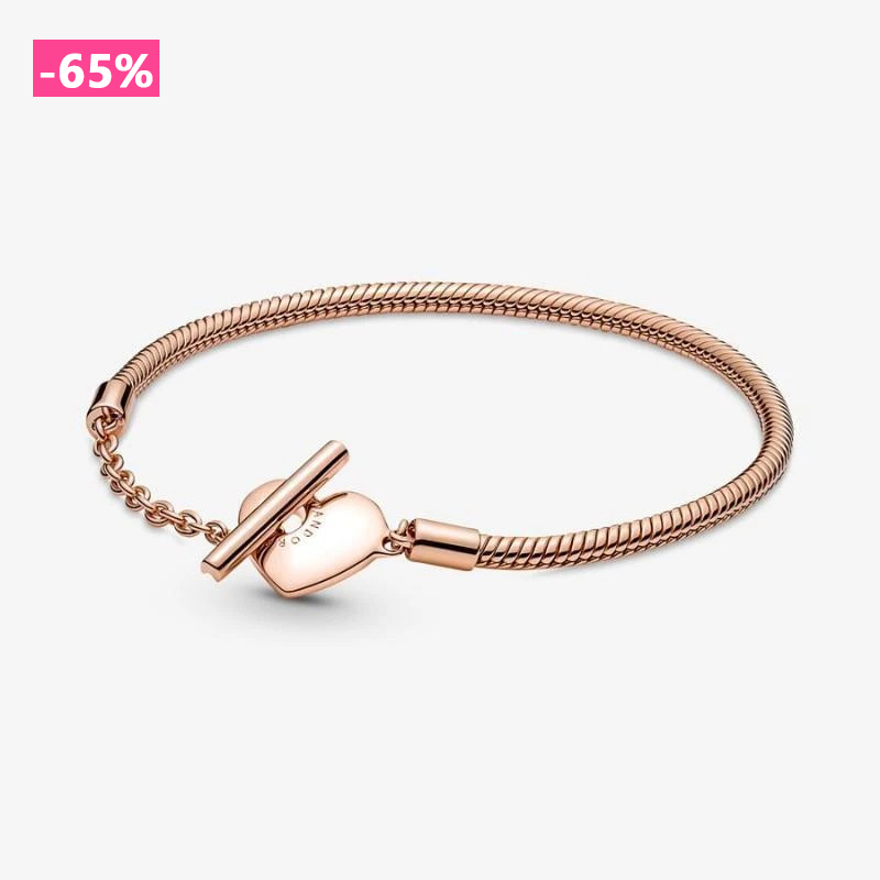 MOMENTS HEART T-BAR SNAKE CHAIN BRACELET