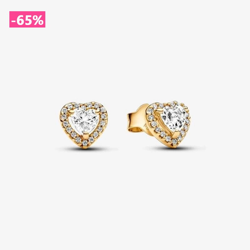 SPARKLING ELEVATED HEART STUD EARRINGS