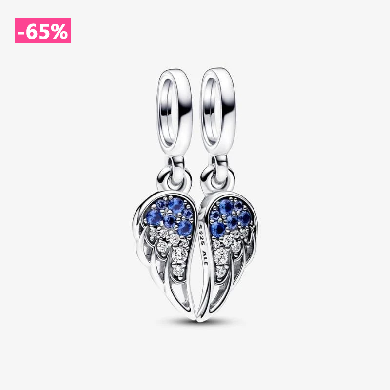 SPARKLING SPLITABLE ANGEL WINGS DANGLE CHARM