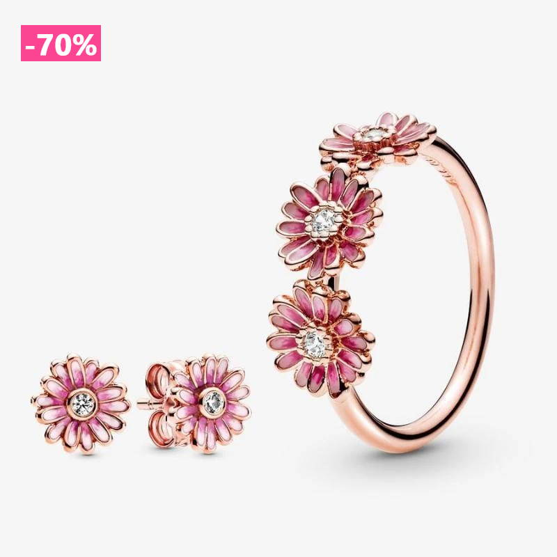 PINK DAISY FLOWER STUD EARRINGS